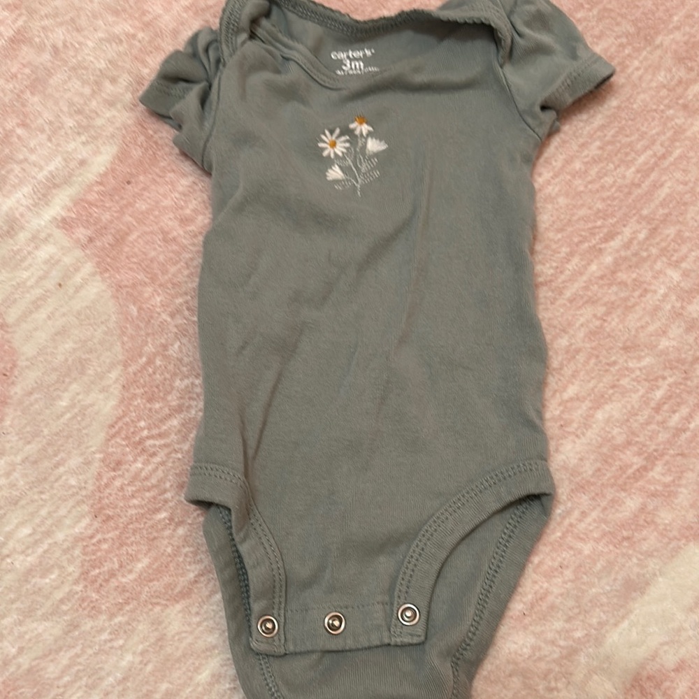 Carter's Gray Bodysuit with Floral Embroidery